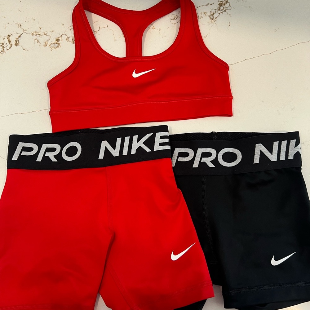Nike Kids' Pro Compression Short set red and black shorts